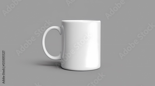 Clean White Mug on a Grey Surface: A pristine white ceramic mug sits elegantly on a clean, neutral grey surface, exuding simplicity and versatility, perfect for showcasing designs.