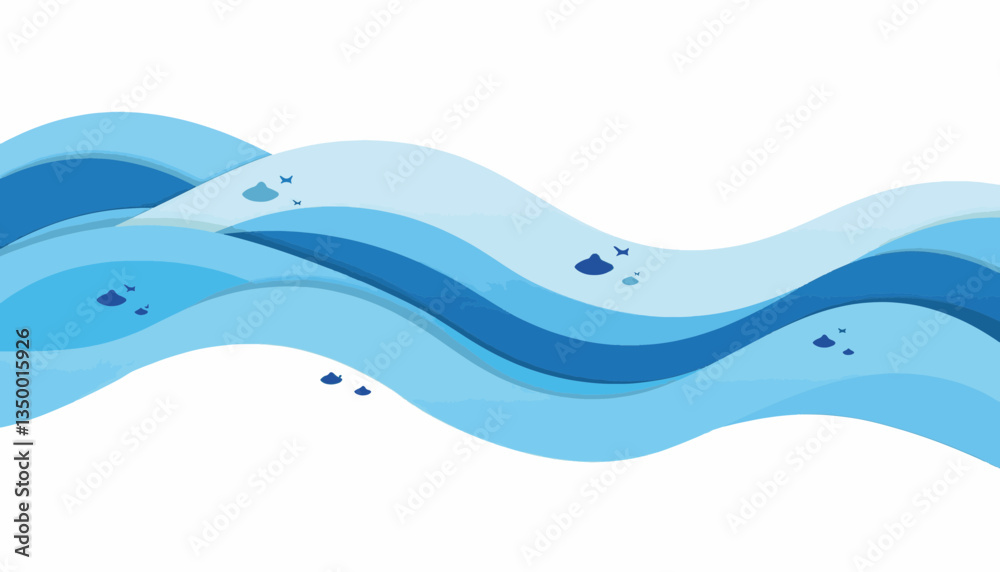 Abstract blue water waves on a minimalist white background Abstract blue water waves on a minimalist white background