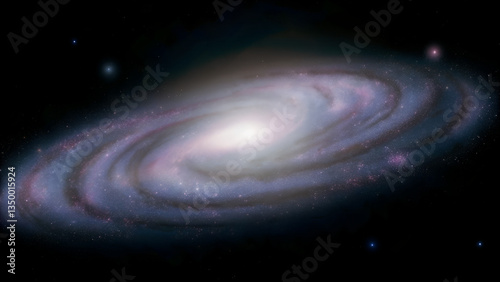 Vast spiral galaxy with a stunning mix of stars and cosmic colors in deep space