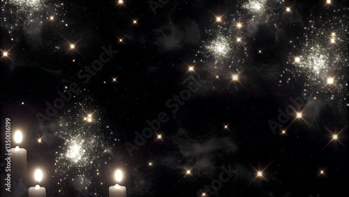 Enchanting candlelight and sparkling stars against a dark background