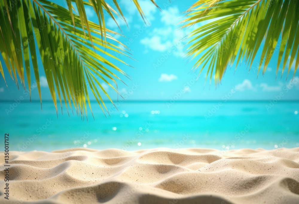 Tranquil beach scene with soft sand and vibrant turquoise waters Tranquil beach scene with soft sand and vibrant turquoise waters