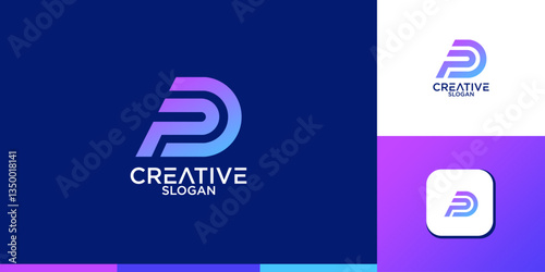 Slika na platnu DP D P letter minimalist logo design template