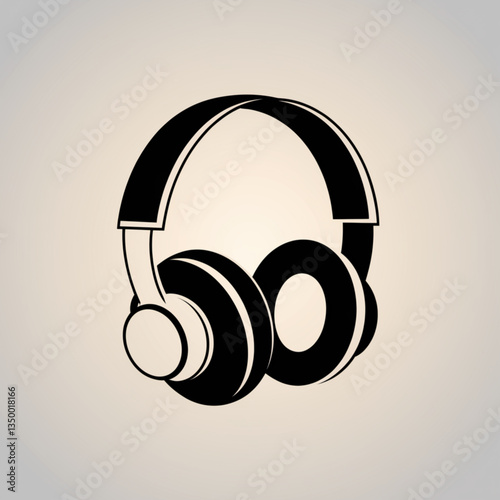 Minimalist modern headphone graphic symbol for sound and audio applications