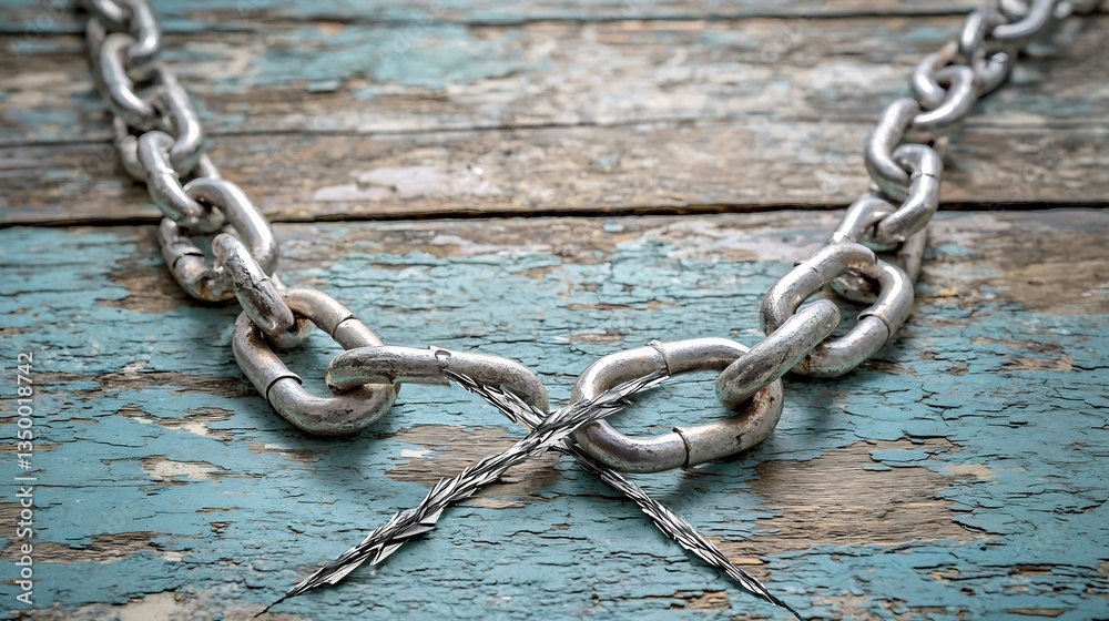 Broken chain representing freedom from oppression and the fight for human rights Broken chain representing freedom from oppression and the fight for human rights