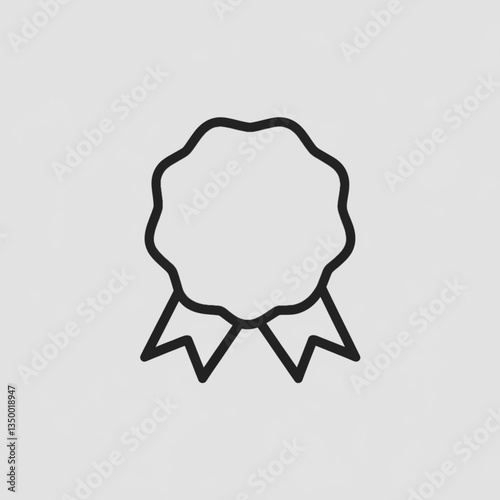 Blank award ribbon badge icon outline for achievement recognition certificate template and graphic design elements