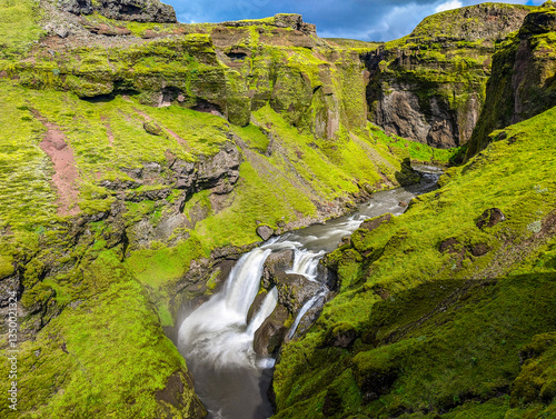 Skogafoss waterfall and the hike of 20 waterfalls, Iceland photo
