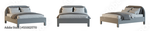 Bed isolated on transparent background. 3D render.