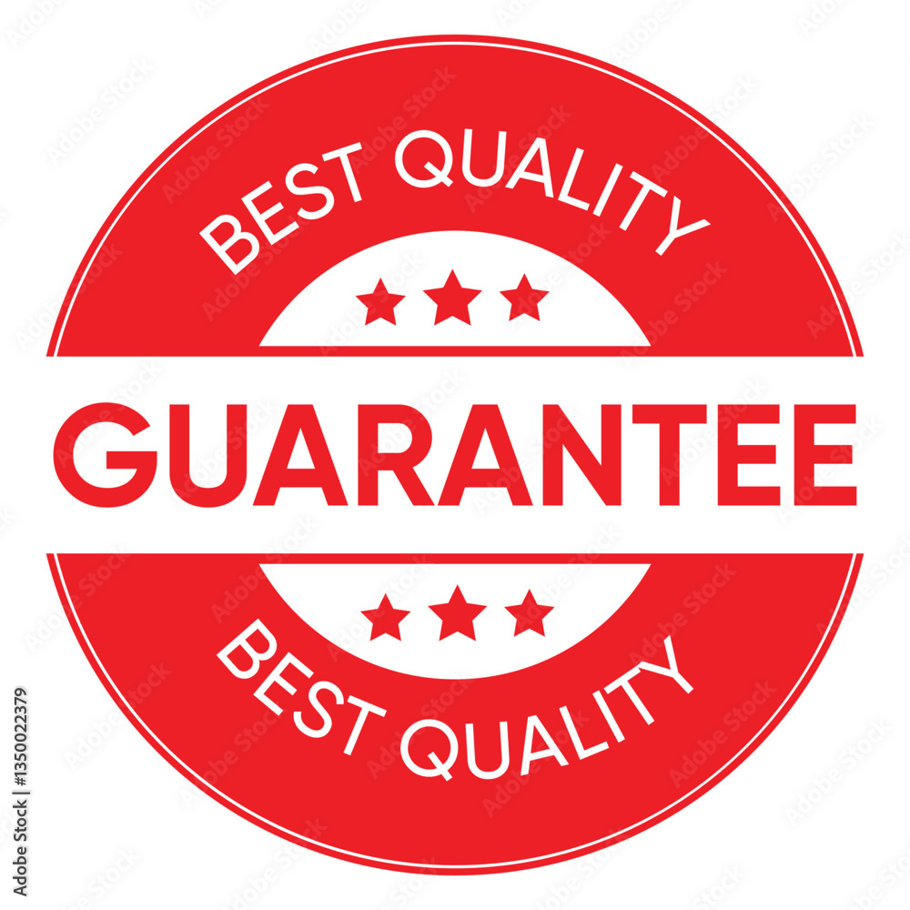 Guarantee Badge | Best Quality Stamp | Premium Product Label | Red Round Seal Guarantee Badge | Best Quality Stamp | Premium Product Label | Red Round Seal