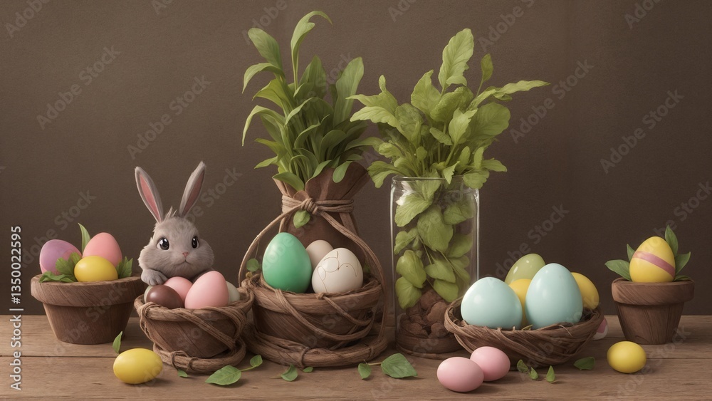 A group of easter eggs sitting on top of a wooden table. A group of easter eggs sitting on top of a wooden table.