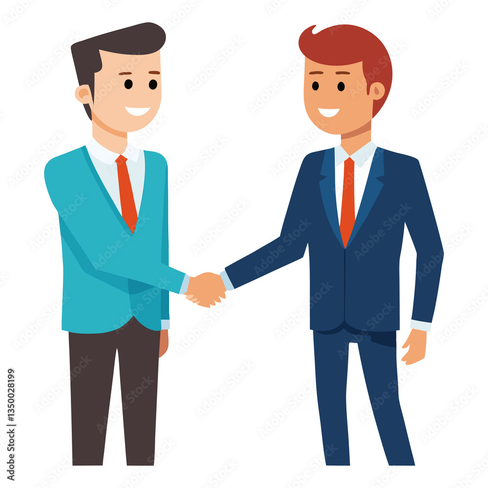 Professional businessman shaking hands with a client in a clean flat vector style on transparent background Professional businessman shaking hands with a client in a clean flat vector style on transparent background