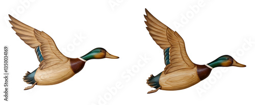 Wooden Mallard Duck Wall Art Flying Bird Home Decoration