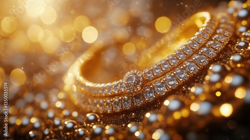 Sparkling Gold and Diamond Jewelry With Shimmering Effects in a Luxurious Set...