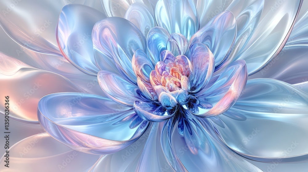 Obraz premium Abstract flower composed of iridescent petals in hues of blue