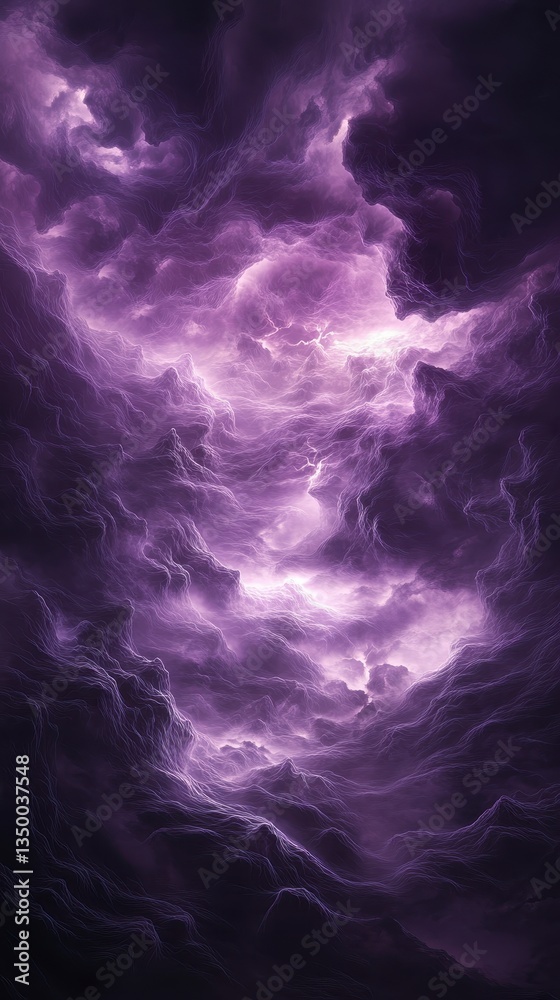 A mesmerizing cloud formation with swirling purple hues and electric energy, creating a dramatic atmospheric effect. A mesmerizing cloud formation with swirling purple hues and electric energy, creating a dramatic atmospheric effect.