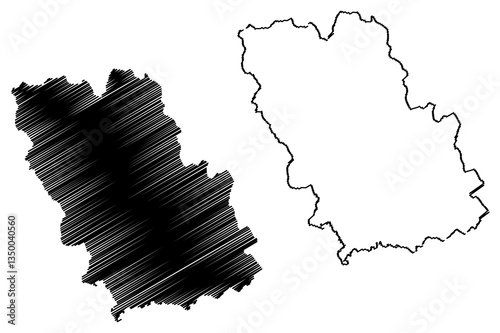 Prahova County (Administrative divisions of Romania, Sud - Muntenia development region) map vector illustration, scribble sketch Prahova map