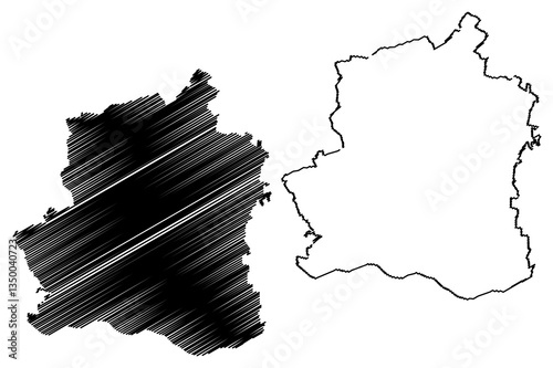 Teleorman County (Administrative divisions of Romania, Sud - Muntenia development region) map vector illustration, scribble sketch Teleorman map