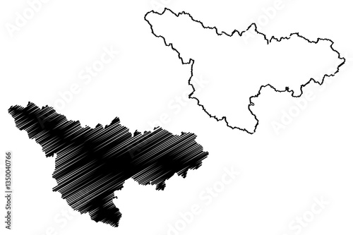 Timis County (Administrative divisions of Romania, Vest development region) map vector illustration, scribble sketch Timis map