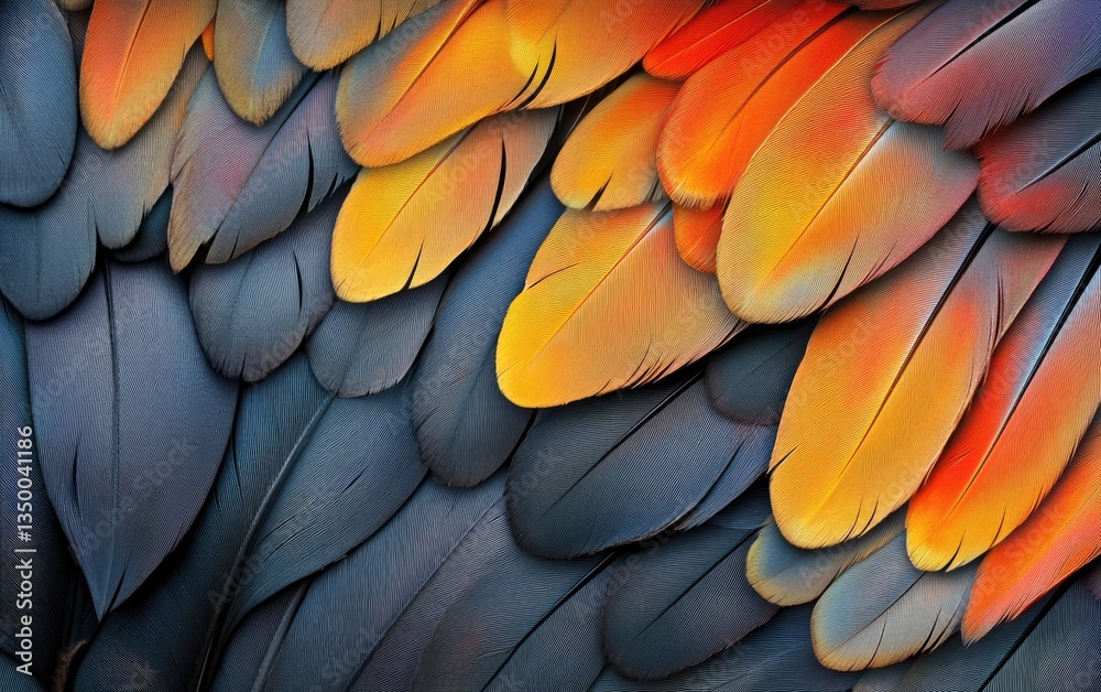 Obraz premium A vibrant blue and yellow macaw displays its intricate feather pattern, a close-up of nature's colorful design