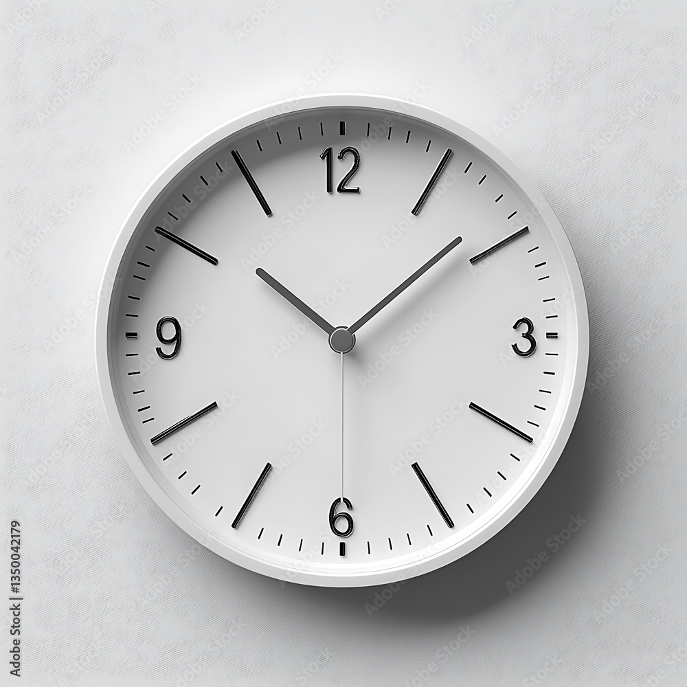 A simple white analog clock on a wall
