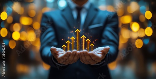 Hands Holding Colorful Arrows Symbolizing Growth and Progress in a Profession...