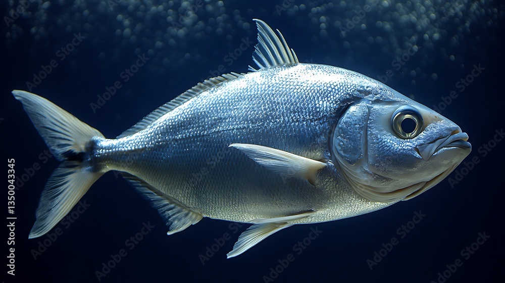 Silver fish swimming underwater.