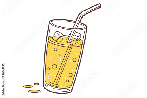 12 Glass of orange juice, carbonated beverage, vibrant yellow color, transparent glass, fizzy drink, refreshing, high-resolution, product photography, advertising style, isolated on white background, 