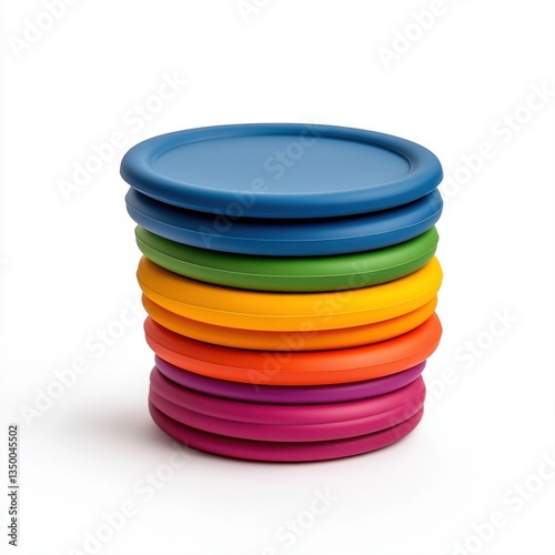 Wallpaper Mural Colorful Stack of Round Plastic Plates Ideal for Parties, Picnics, Gatherings, and Everyday Use in Kitchen Torontodigital.ca