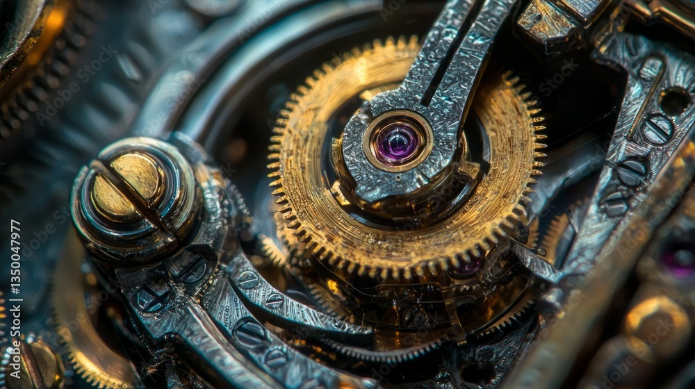 Fototapeta premium Intricate Close-up of a Vintage Mechanical Watch Gears and Cogs