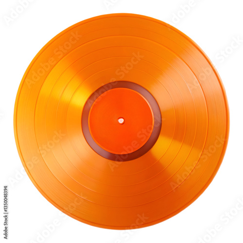 Orange vinyl record isolated on transparent background  
