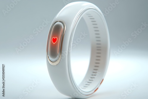 Futuristic White Health Tracker Bracelet with Glowing Heart Rate Monitor