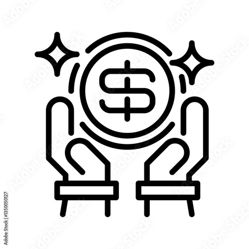 Charity and Fundraising Line Icon, Outline Symbol for Social Donations, Non-Profit Events, Community Support, Fundraiser Campaigns, and Volunteer Activities. Vector Sign Icon.