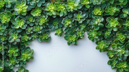 Lush Green Succulents Arranged on a Light Background in a Decorative Pattern