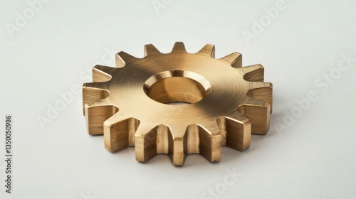 Metallic Gear Component with Detailed Texture on Light Background