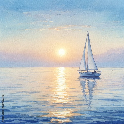 Sailboat Drifting on a Calm Sea