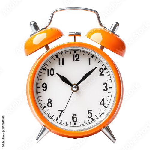 Orange bell alaram clock Isolated on transparent Background