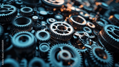 Intricate Machinery with Gears and Cogs in Metallic Design