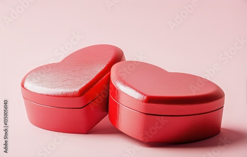 Heart-shaped Gift Boxes on a Pink Background for Romantic Occasions