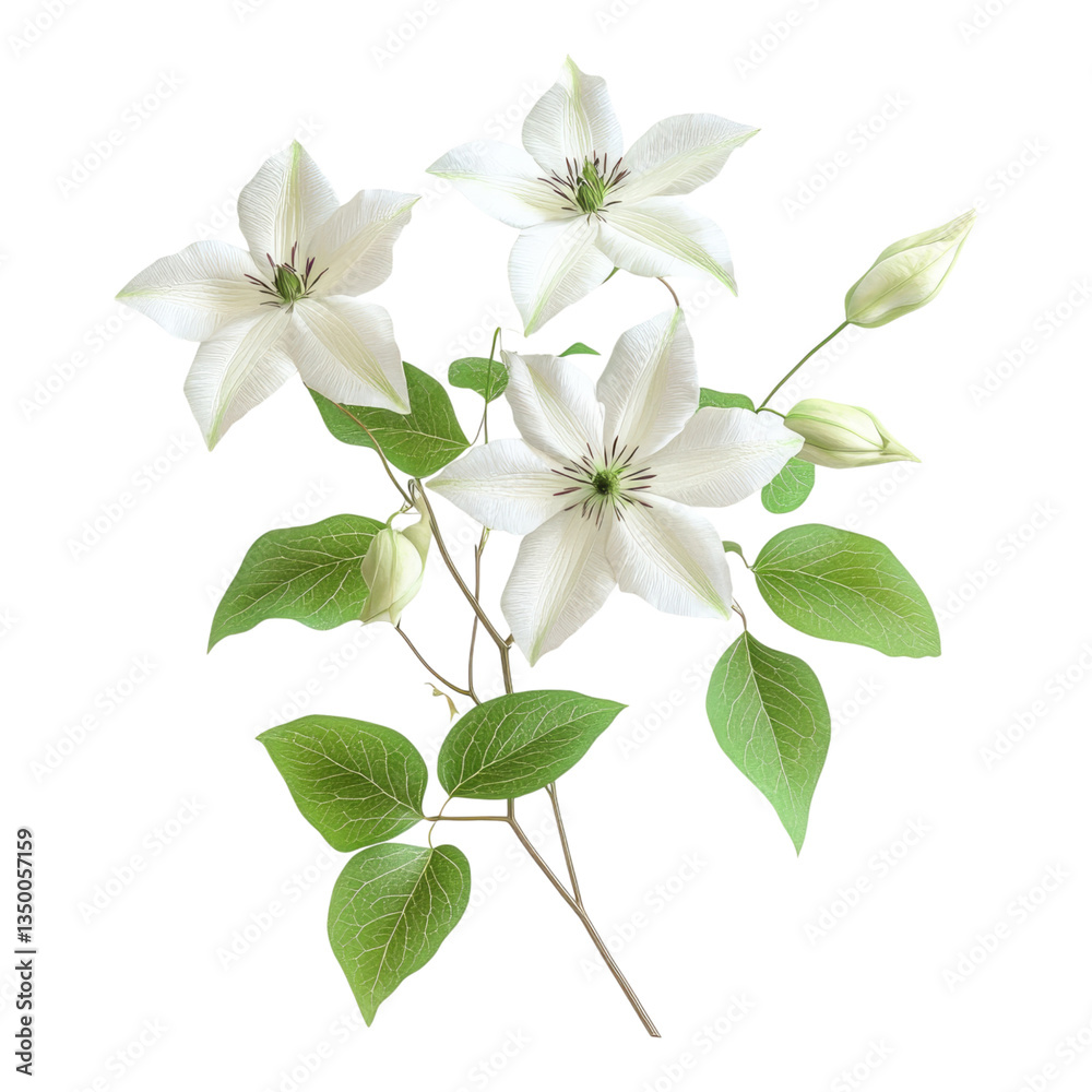 Fototapeta premium Sweet Autumn Clematis Isolated on transparent background