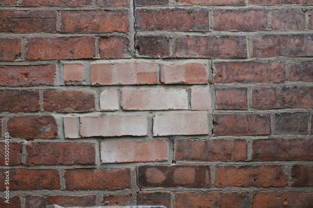 Naklejka premium A brick wall with patching bricks