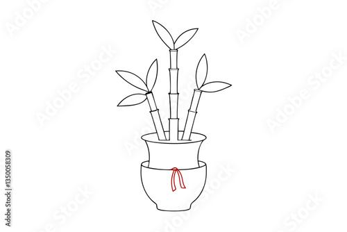 Lucky Bamboo Outline Vector – Festive Chinese New Year Art