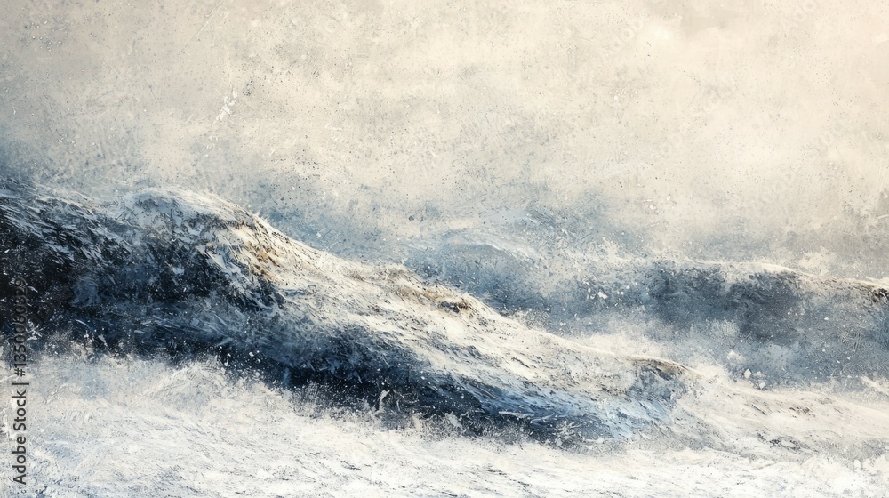 Obraz premium Stormy Ocean Waves Under Dramatic Cloudy Sky at Dusk