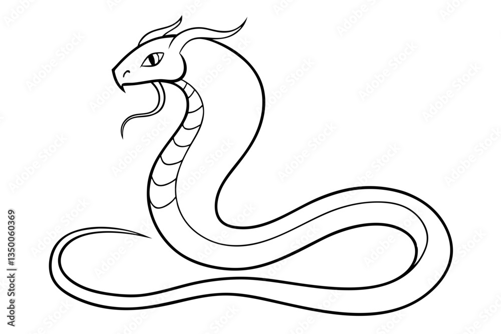 Fototapeta premium Sacred Naga Serpent Line Art – Mythical Snake Illustration