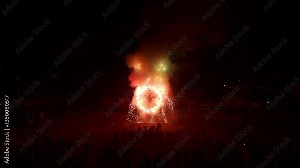 Pyrotechnics in Tultepec at Night - Aerial