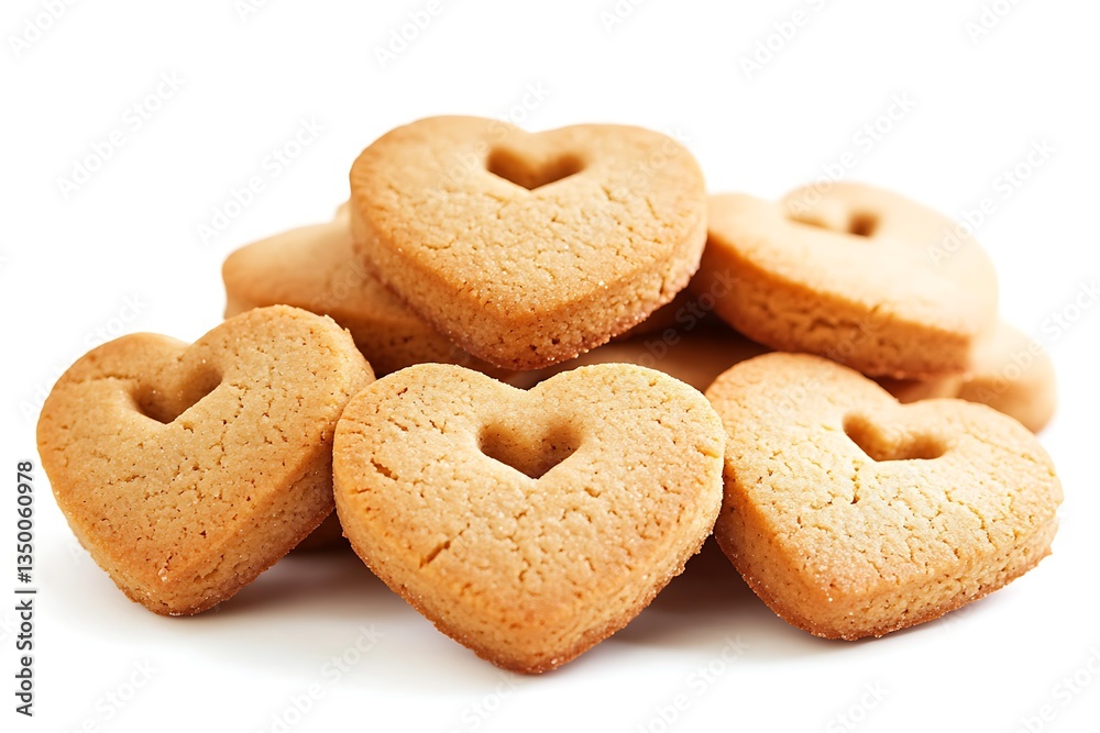 heart-shaped cookies arranged in a neat cluster on a white background heart-shaped cookies arranged in a neat cluster on a white background