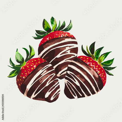 Watercolor Chocolate Dipped Strawberries with White Drizzle