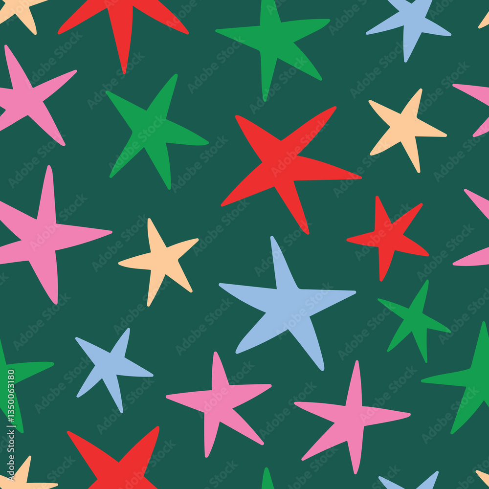 Fototapeta premium Christmas Stars Pattern Bright Stars Background