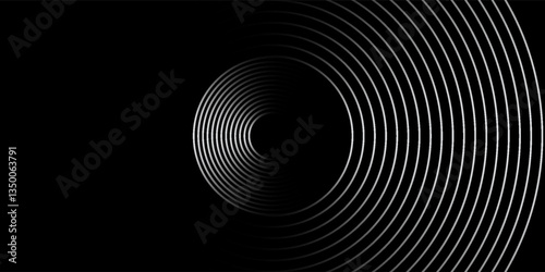 3D silver lines techno abstract background overlap layer on dark space with circles effect decoration. Modern graphic design element stripes style concept for web banner, flyer, card or brochure cover