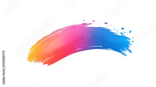 Brush Stroke PNG file transparent background – Flat brush stroke in vibrant rainbow gradient with smooth blending