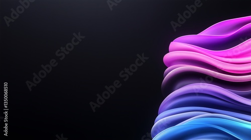 Dynamic Abstract Wave Pattern with Colorful Flowing Lights on Black Background