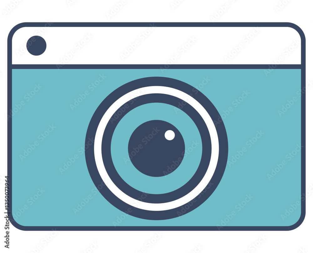 Flat vector illustration of a digital camera icon in a simple and modern design, representing photography and media Flat vector illustration of a digital camera icon in a simple and modern design, representing photography and media